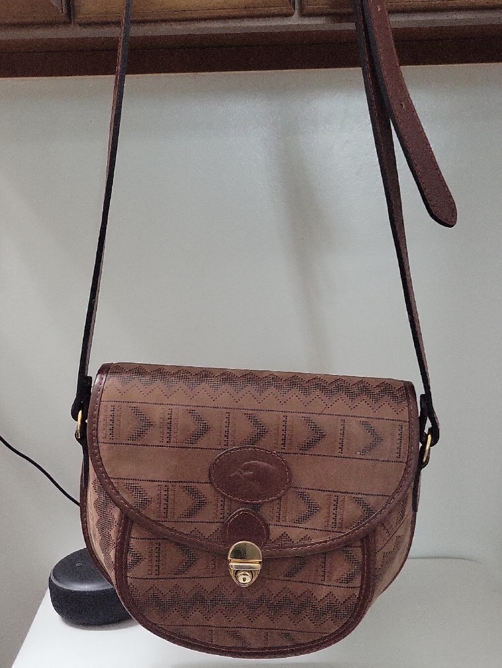 Red Goose Brown Patterned Leather Crossbody Bag